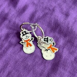 Snowman Hoop Earrings with Orange Scarf